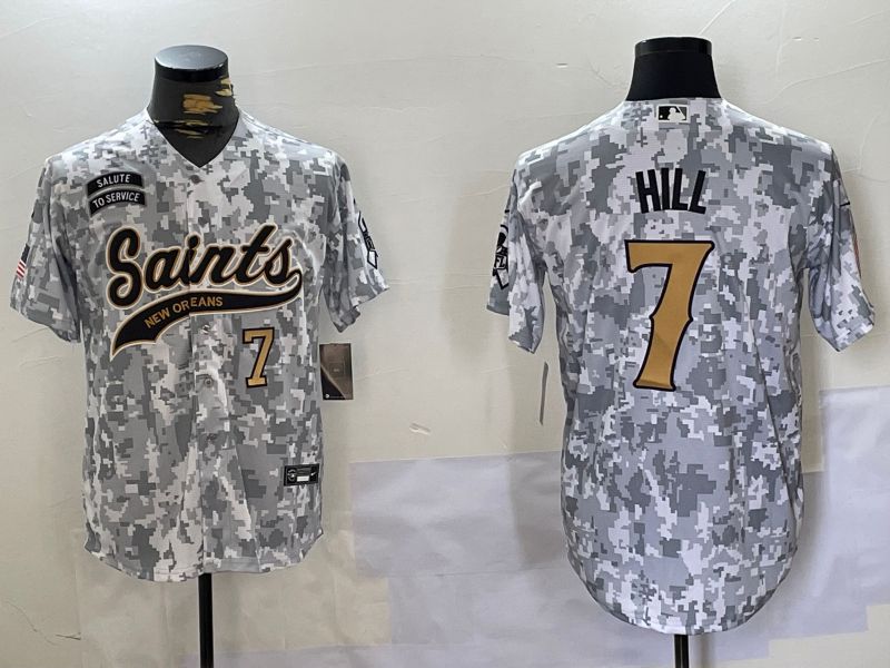 Men New Orleans Saints #7 Hill Nike Arctic Camo 2024 Salute to Service Limited NFL Jersey style 6->new orleans saints->NFL Jersey
